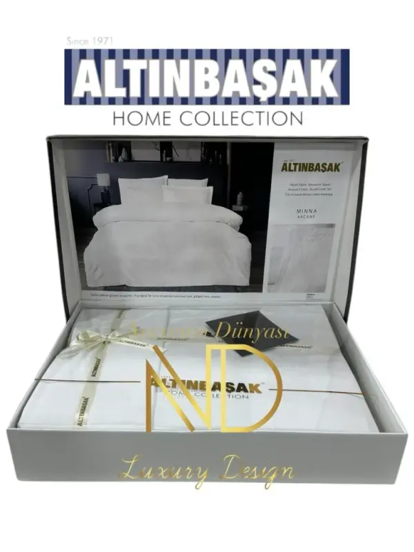 Altınbaşak Jakarlı Saten Çift Kişilik Nevresim Takımı Mınna Arcane - 1