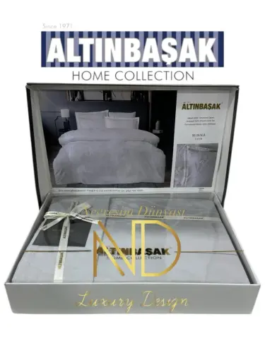 Altınbaşak Jakarlı Saten Çift Kişilik Nevresim Takımı Minna Coin - 1