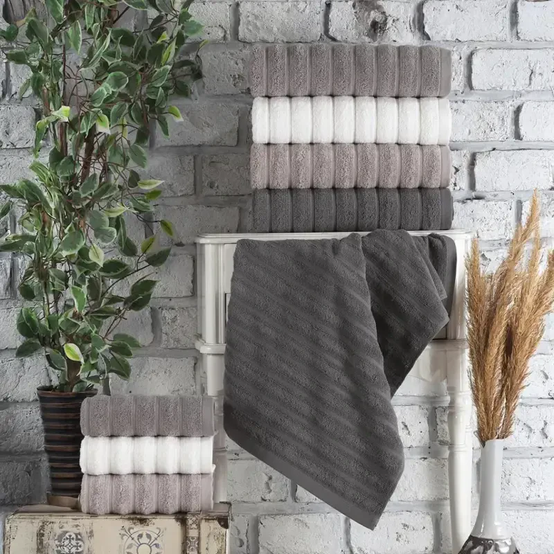 Altınbaşak Jakarlı 4lü 70x145 Banyo Havlusu Monna V1 - 1