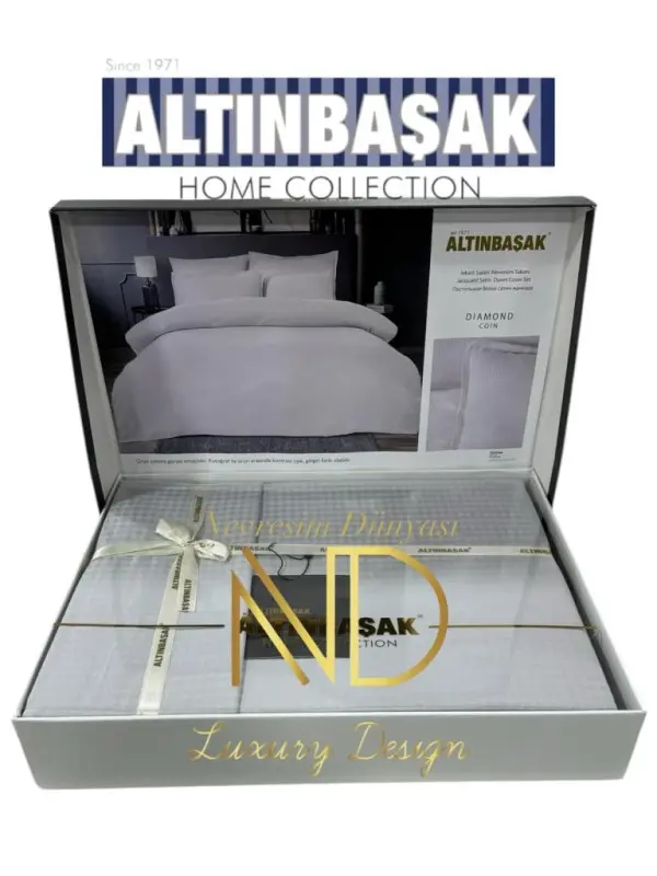 Altınbaşak Жаккардовый Сатин Двуспальный Комплект Постельного Белья Dıamond Coin - NEVRESIMDUNYASI