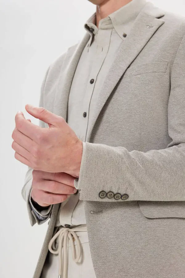 Altınyıldız 4A0424200014 Haki Erkek Slim Fit 6 Drop Mono Yaka Cep Detaylı Ceket - 4