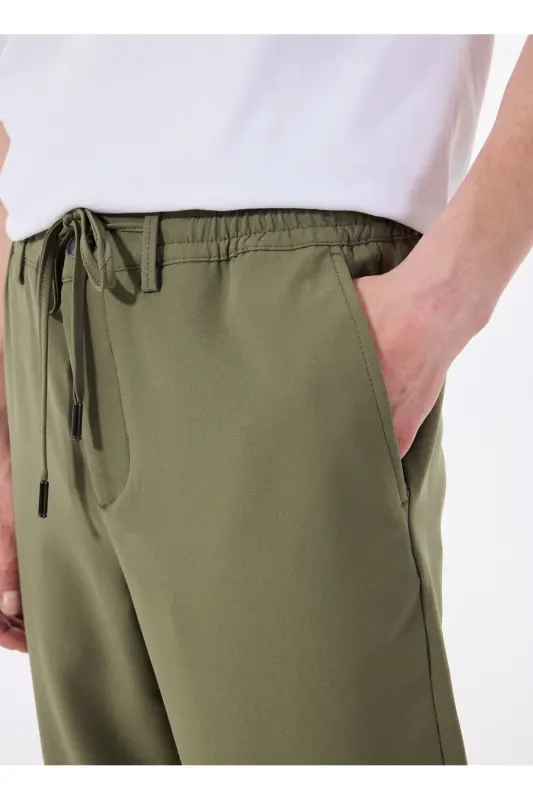 Altınyıldız Classics Bağlamalı Bel Normal Paça Slim Fit Yeşil Erkek Pantolon ACE001252275_YSL - 4