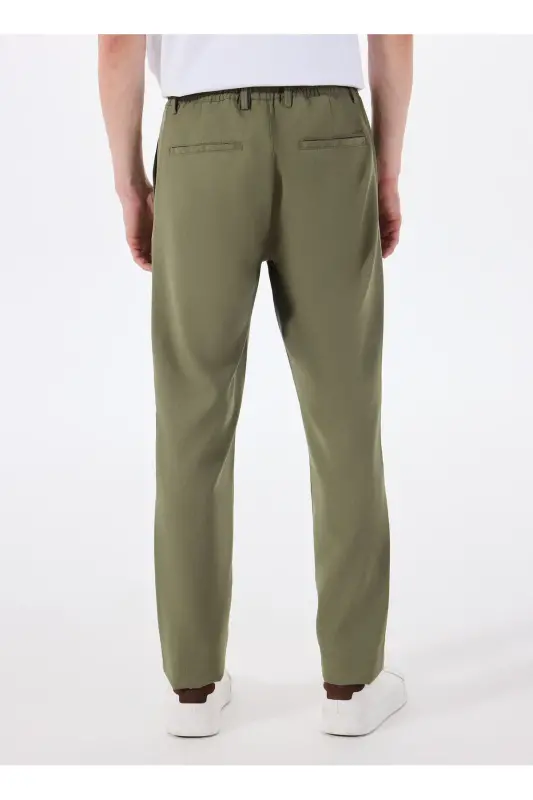 Altınyıldız Classics Bağlamalı Bel Normal Paça Slim Fit Yeşil Erkek Pantolon ACE001252275_YSL - 5