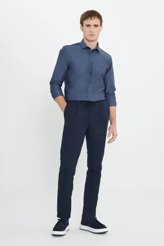 Altınyıldız Classics Belted Bel Slim Fit Navy Blue - 2