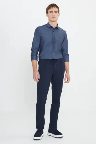 Altınyıldız Classics Belted Bel Slim Fit Navy Blue - 3