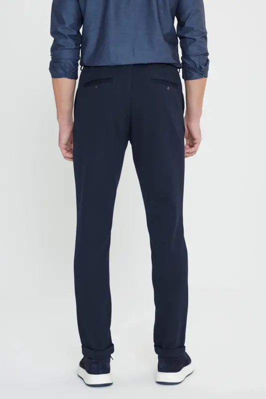 Altınyıldız Classics Belted Bel Slim Fit Navy Blue - 6