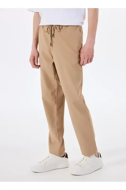 Altınyıldız Classics Belted Regular Waist Tapered Leg Slim Fit Beige Men's Trousers ACE001252275_BEJ - 3