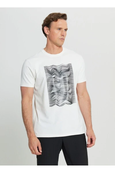 Altınyıldız Classics Bicycle Collar Printed Ecru Men's Shirt - 1