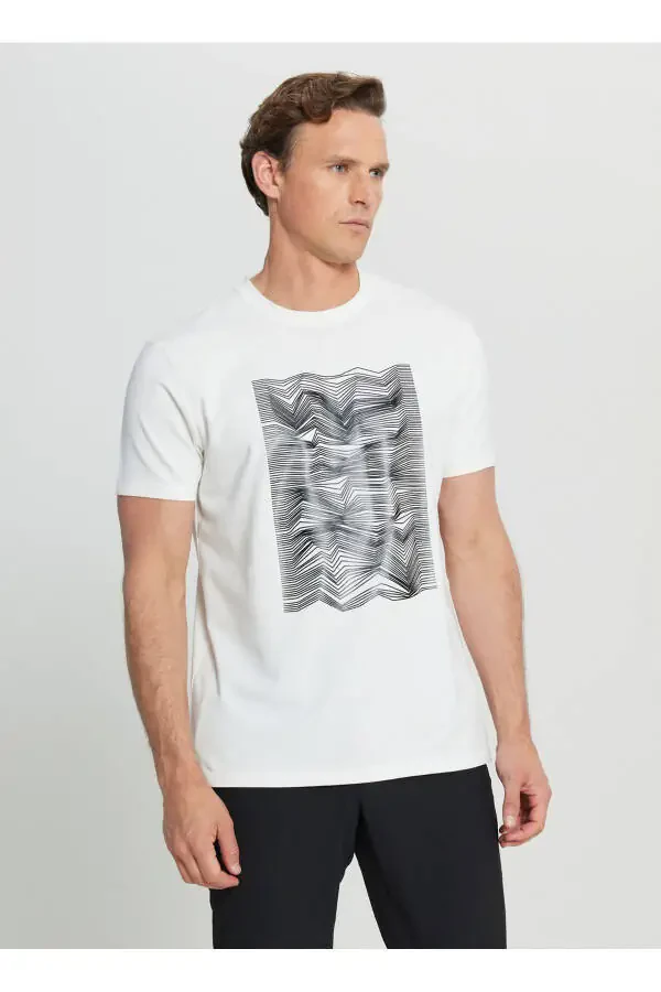 Altınyıldız Classics Bicycle Collar Printed Ecru Men's Shirt - 1