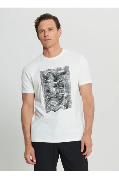 Altınyıldız Classics Bicycle Collar Printed Ecru Men's Shirt - 3