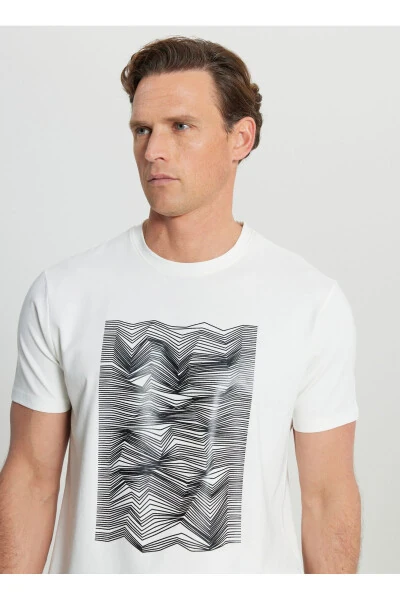 Altınyıldız Classics Bicycle Collar Printed Ecru Men's Shirt - 4