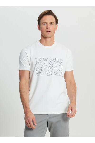 Altınyıldız Classics Bicycle Collar Printed Ecru Men's Shirt - 3