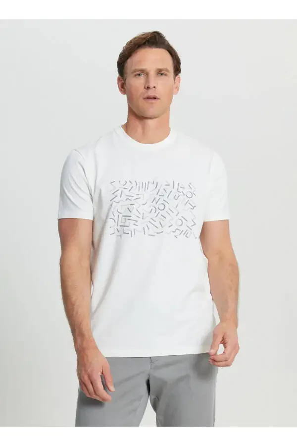 Altınyıldız Classics Bicycle Collar Printed Ecru Men's Shirt - 3