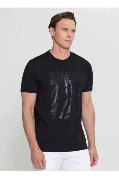 Altınyıldız Classics Bike Collar Printed Black Men's T-Shirt ACE091252408_SYH - 3