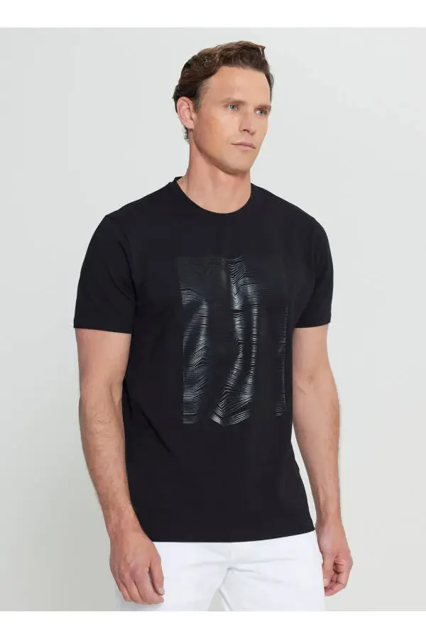 Altınyıldız Classics Bike Collar Printed Black Men's T-Shirt ACE091252408_SYH - 3