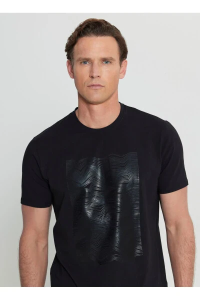 Altınyıldız Classics Bike Collar Printed Black Men's T-Shirt ACE091252408_SYH - 4