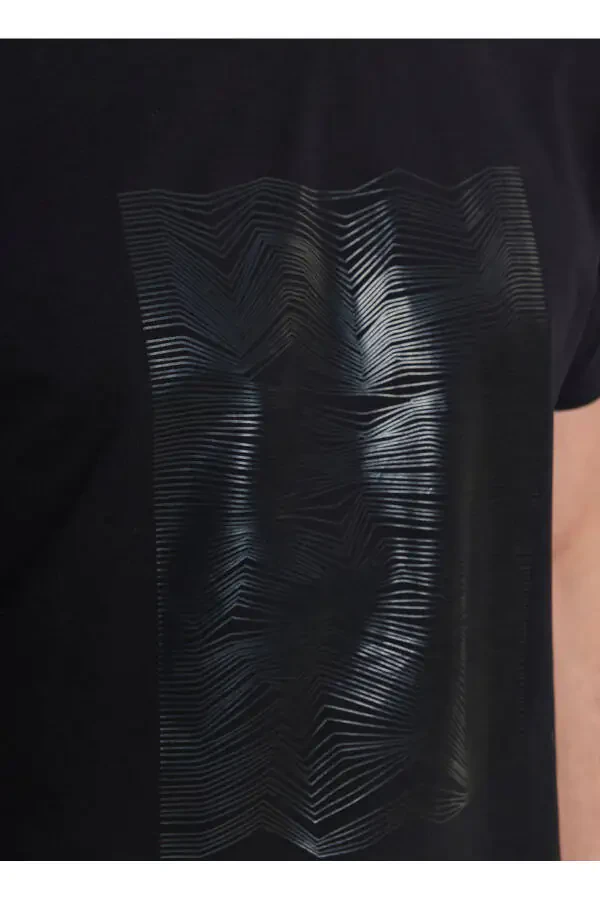 Altınyıldız Classics Bike Collar Printed Black Men's T-Shirt ACE091252408_SYH - 5