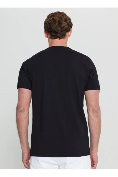 Altınyıldız Classics Bike Collar Printed Black Men's T-Shirt ACE091252408_SYH - 6