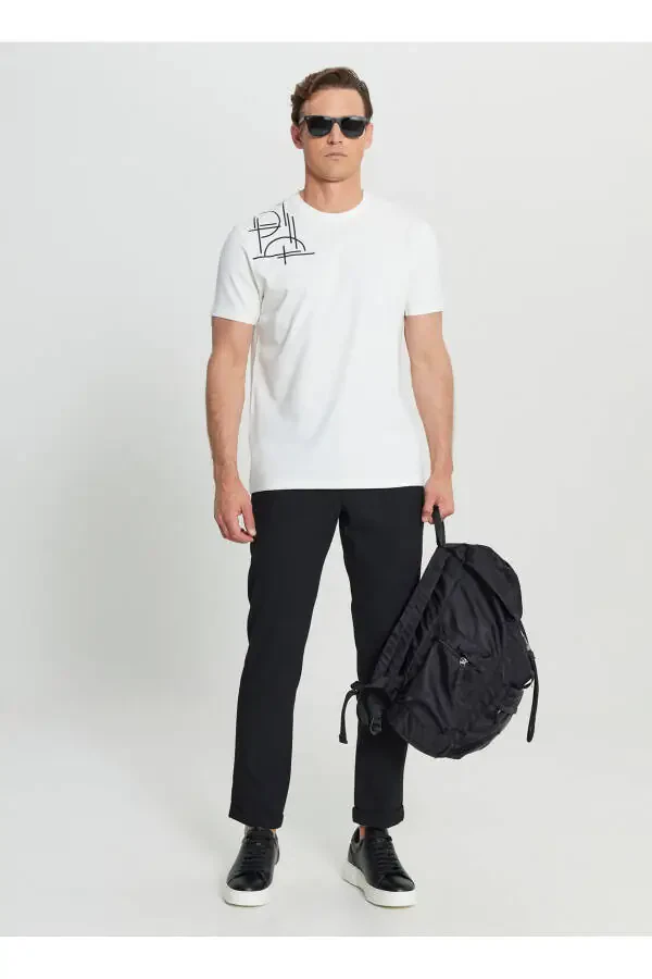 Altınyıldız Classics Bike Collar Printed Ecru Men's T-Shirt ACE091252401_EKR - 2