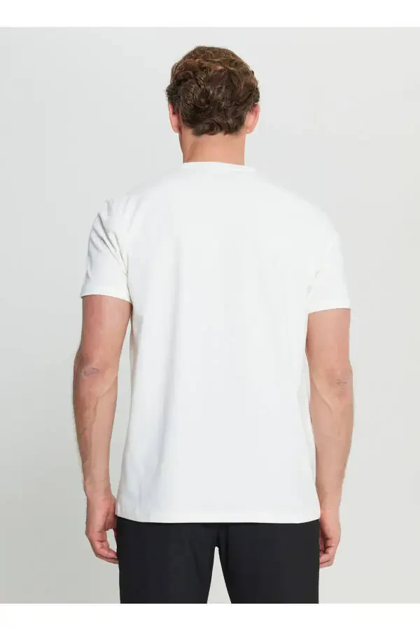 Altınyıldız Classics Bike Collar Printed Ecru Men's T-Shirt ACE091252401_EKR - 5