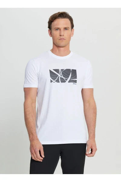Altınyıldız Classics Bisiklet Yaka Baskılı Beyaz Erkek T-Shirt ACE091252068_BYZ - ALTINYILDIZ CLASSICS