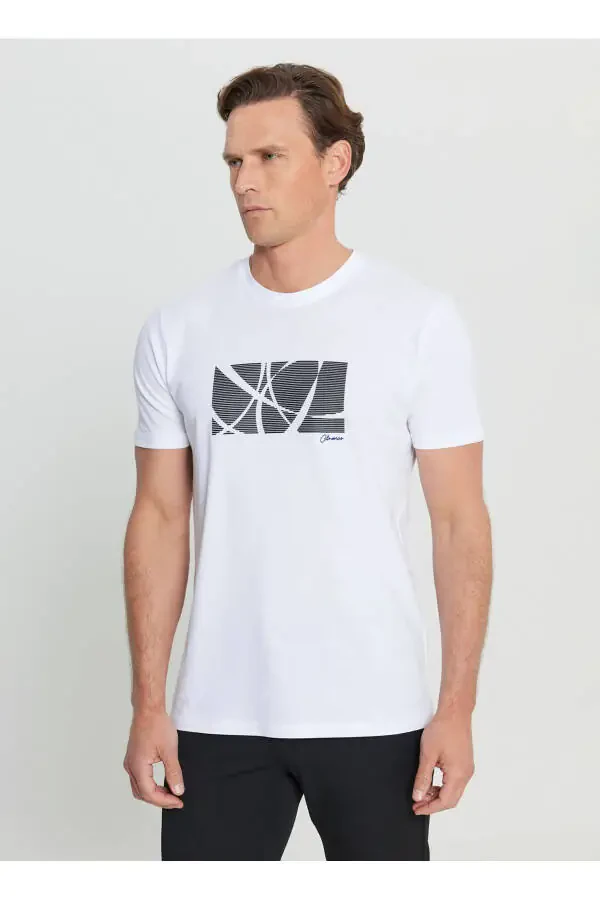Altınyıldız Classics Bisiklet Yaka Baskılı Beyaz Erkek T-Shirt ACE091252068_BYZ - 3
