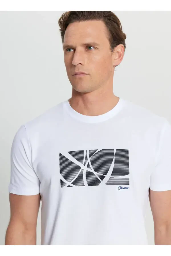 Altınyıldız Classics Bisiklet Yaka Baskılı Beyaz Erkek T-Shirt ACE091252068_BYZ - 4