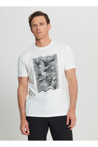 Altınyıldız Classics Bisiklet Yaka Baskılı Ekru Erkek T-Shirt ACE091252408_EKR - Ekru - 3