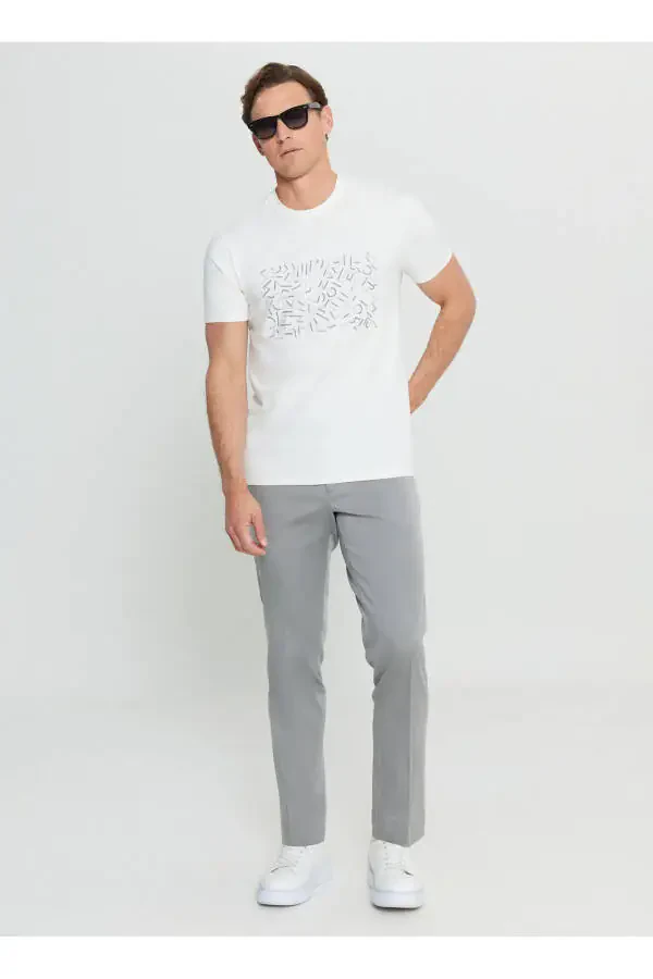 Altınyıldız Classics Bisiklet Yaka Baskılı Ekru Erkek T-Shirt ACE091252412_EKR - 2