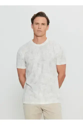 Altınyıldız Classics Bisiklet Yaka Baskılı Ekru Erkek T-Shirt ACE091252270_EKR - 3