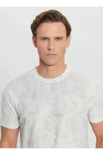 Altınyıldız Classics Bisiklet Yaka Baskılı Ekru Erkek T-Shirt ACE091252270_EKR - 4