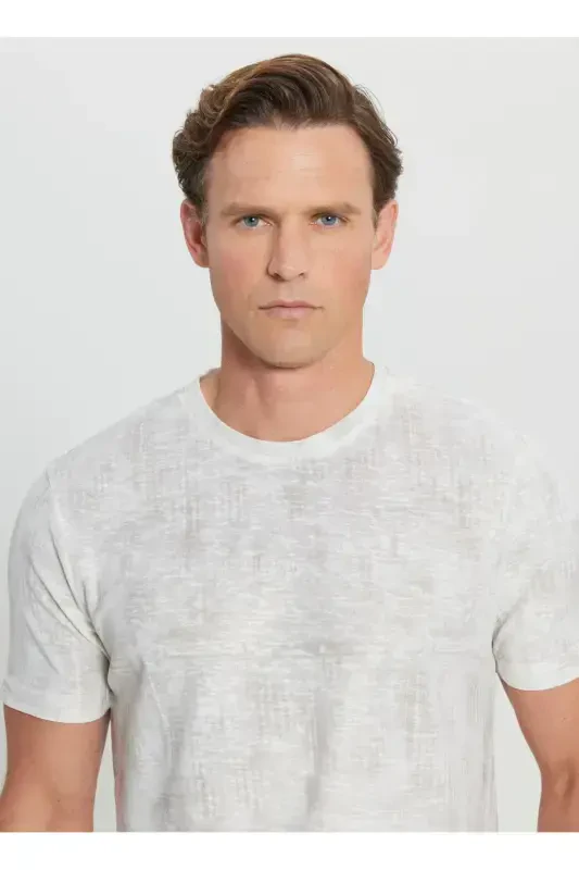 Altınyıldız Classics Bisiklet Yaka Baskılı Ekru Erkek T-Shirt ACE091252270_EKR - 4