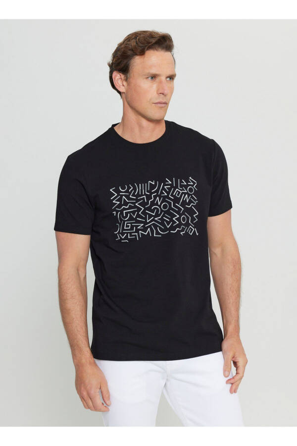 Altınyıldız Classics Bisiklet Yaka Baskılı Siyah Erkek T-Shirt ACE091252412_SYH - Siyah - 3