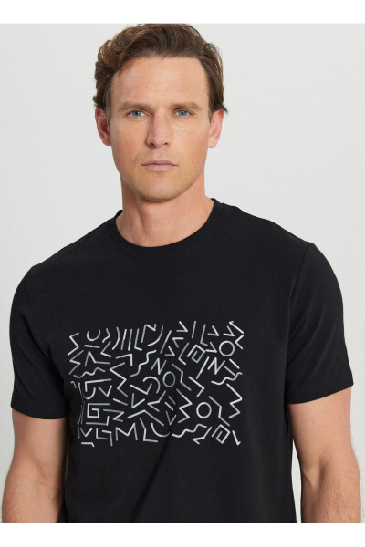 Altınyıldız Classics Bisiklet Yaka Baskılı Siyah Erkek T-Shirt ACE091252412_SYH - Siyah - 4