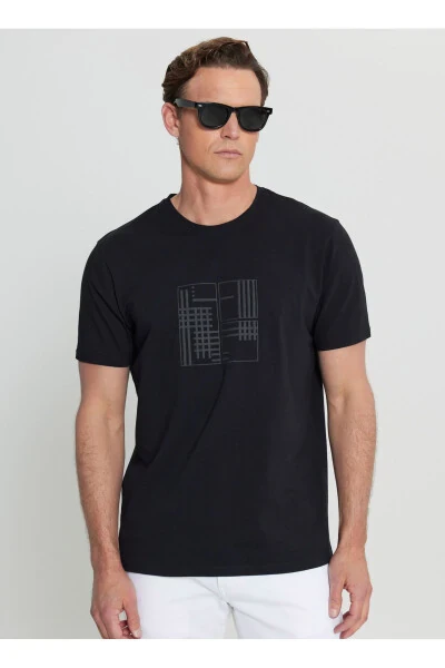 Altınyıldız Classics Bisiklet Yaka Baskılı Siyah Erkek T-Shirt ACE091252072_SYH - ALTINYILDIZ CLASSICS