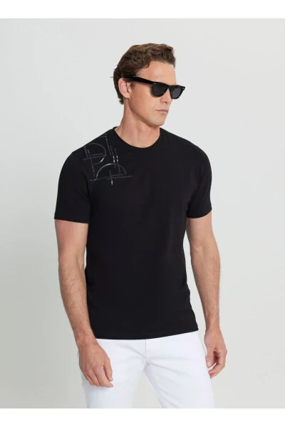 Altınyıldız Classics Bisiklet Yaka Baskılı Siyah Erkek T-Shirt ACE091252401_SYH - ALTINYILDIZ CLASSICS