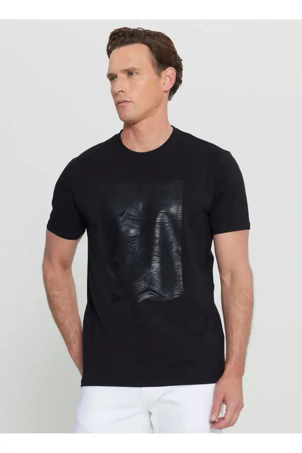 Altınyıldız Classics Bisiklet Yaka Baskılı Siyah Erkek T-Shirt ACE091252408_SYH - 2