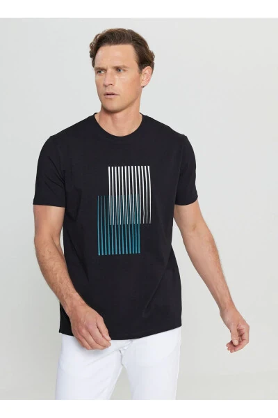 Altınyıldız Classics Bisiklet Yaka Baskılı Siyah Erkek T-Shirt ACE091252410_SYH - 1