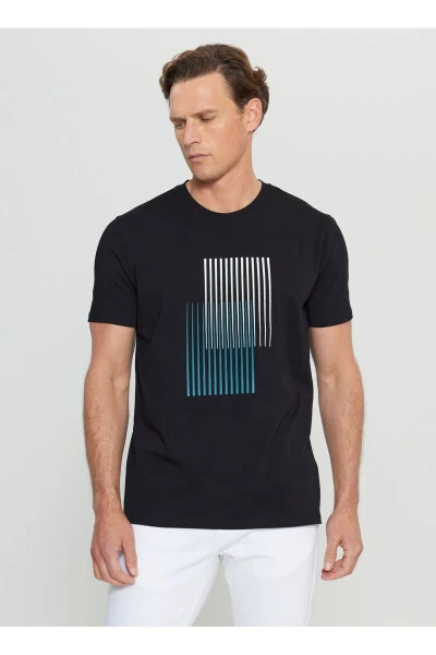 Altınyıldız Classics Bisiklet Yaka Baskılı Siyah Erkek T-Shirt ACE091252410_SYH - 3