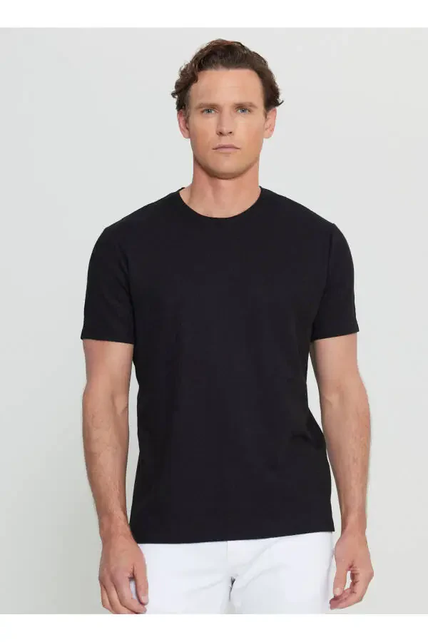 Altınyıldız Classics Bisiklet Yaka Jakarlı Siyah Erkek T-Shirt ACE091252300_SYH - 2