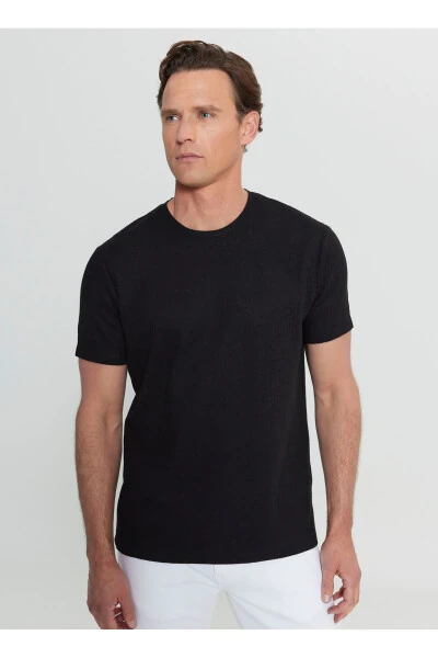 Altınyıldız Classics Bisiklet Yaka Jakarlı Siyah Erkek T-Shirt ACE091252300_SYH - 3