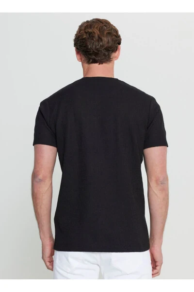 Altınyıldız Classics Bisiklet Yaka Jakarlı Siyah Erkek T-Shirt ACE091252300_SYH - 5