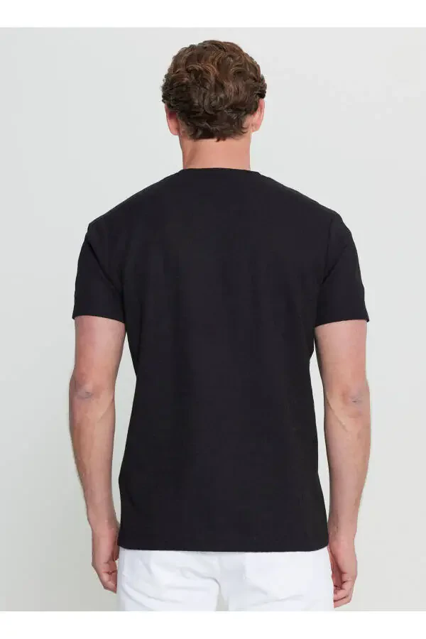 Altınyıldız Classics Bisiklet Yaka Jakarlı Siyah Erkek T-Shirt ACE091252300_SYH - 5