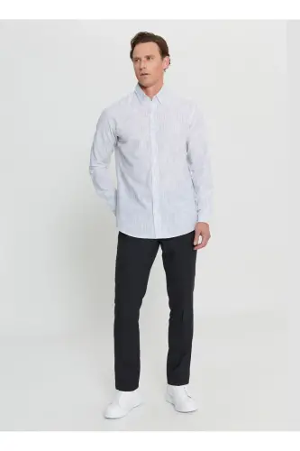 Altinyildiz Classics Comfort Fit Tugmali Yoqa Lacivert - Oq Erkak Ko'ylak ACE020252006_LCB - 1