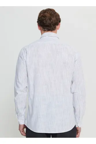 Altinyildiz Classics Comfort Fit Tugmali Yoqa Lacivert - Oq Erkak Ko'ylak ACE020252006_LCB - 5