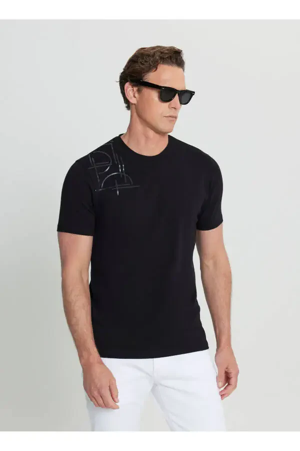 Altınyıldız Classics Crew Neck Printed Black Men's T-Shirt ACE091252401_BLK - 1
