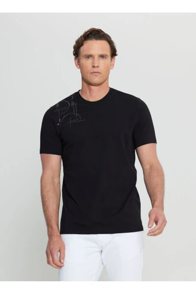 Altınyıldız Classics Crew Neck Printed Black Men's T-Shirt ACE091252401_BLK - 3