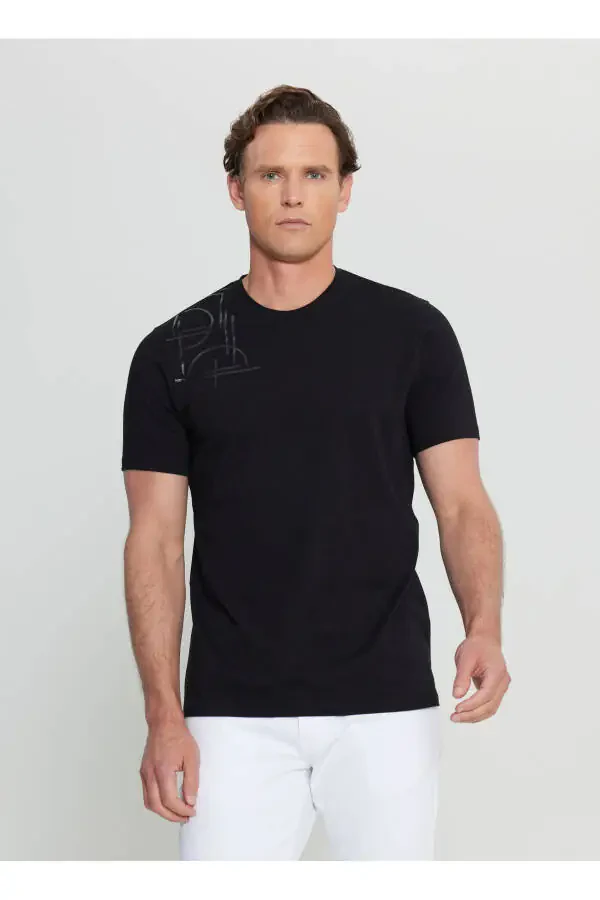 Altınyıldız Classics Crew Neck Printed Black Men's T-Shirt ACE091252401_BLK - 3