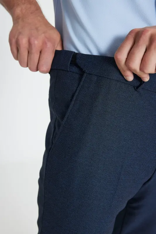 Altınyıldız Classics Elastic Waist Slim Fit Navy Blue Men's Trousers ACE012510152_PANTOLON KLASIK YAN - 5