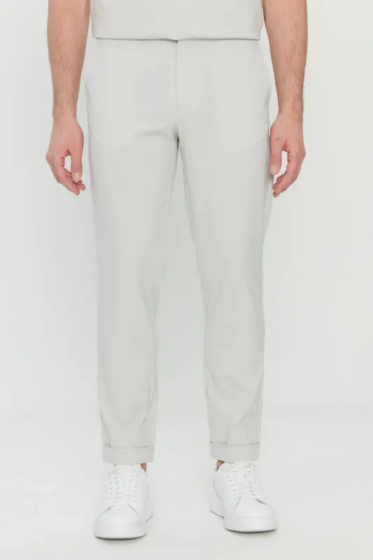 Altınyıldız Classics Elastic Waistband Regular Leg Slim Fit Stone Men's Trousers ACE001252195_TAS - 1